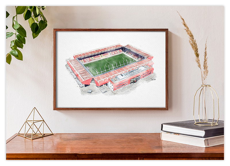 Regensburg Fussball Stadion - Aquarell Kunstdruck Poster