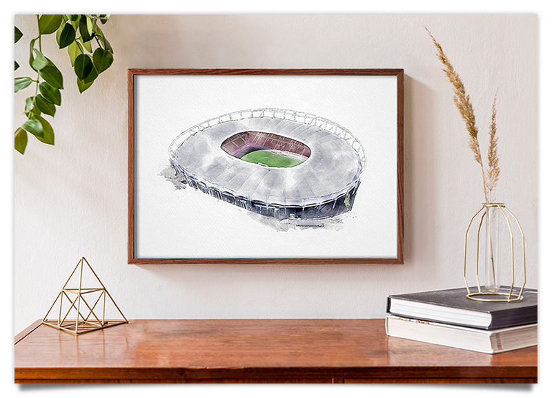 Stuttgart Fussball Stadion - Aquarell Kunstdruck Poster