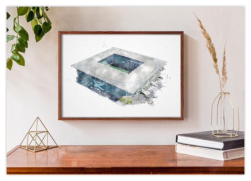 Wolfsburg Fussball Stadion - Aquarell Kunstdruck Poster